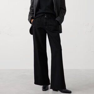 Banana Republic Black Wide-Leg High-Rise Darted Trouser Jean 26 P